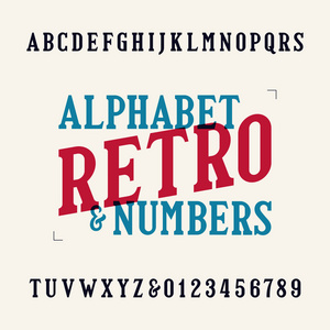 复古字母的字体。衬线字母和数字