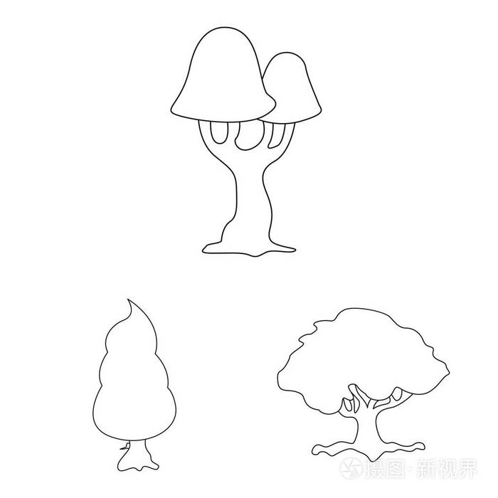 库存树和皇冠矢量图标的集合