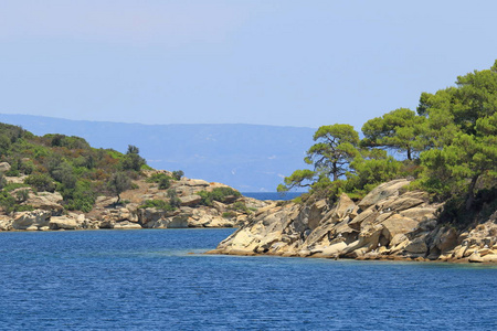 希腊 Sithonia 海岸的景观