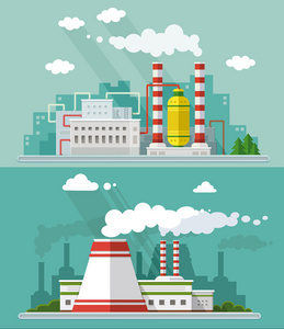 工业景观集。核发电厂和工厂