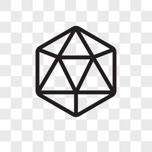 Icosahedron 矢量图标在透明背景上隔离, Icos