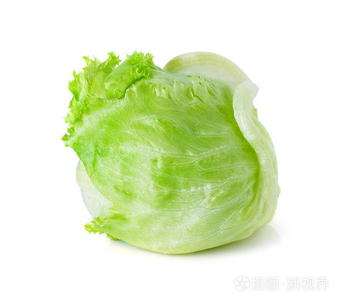 iceberg lettuce,absorbent 在白色背景上的绿色冰山莴苣.