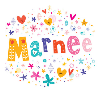 Marnee 女孩的名字装饰字体类型设计