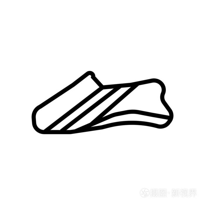 在白色背景,鞋子透明符号,线性符号和笔画设计元素的轮廓样式中隔离的