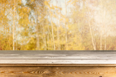 秋季背景空木桌