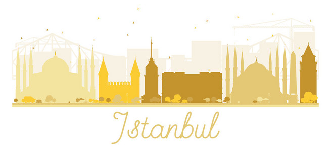 伊斯坦布尔城市天际线金色剪影