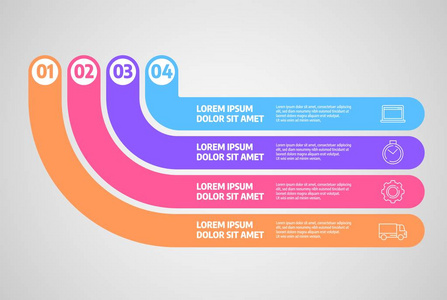 图表设计矢量。具有步骤或过程的业务概念