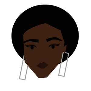 年轻非洲面孔简单例证女性。短的黑色发型例证的年轻妇女