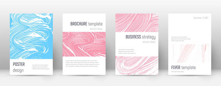 封面设计模板。简约小册子布局。时髦的抽象封面页面。粉色 a