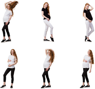 孕妇在复合图像上白色孤立