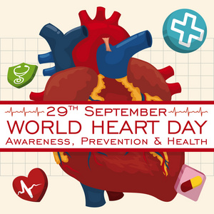 心动图设计，以庆祝世界心脏日，矢量插图海报