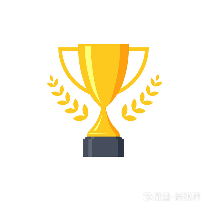 最佳奖杯冠军向量杯平面图标.冠军杯冠军奖杯奖和胜利