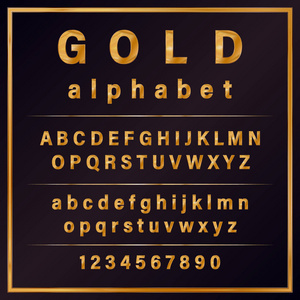 金色金属铬色字母字体