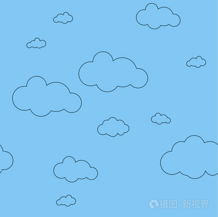 蓝蓝的天空,云层密布,矢量无缝背景插画-正版商用图片0sy1yk-摄图新