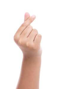 孩子手上，用两个手指心的形状