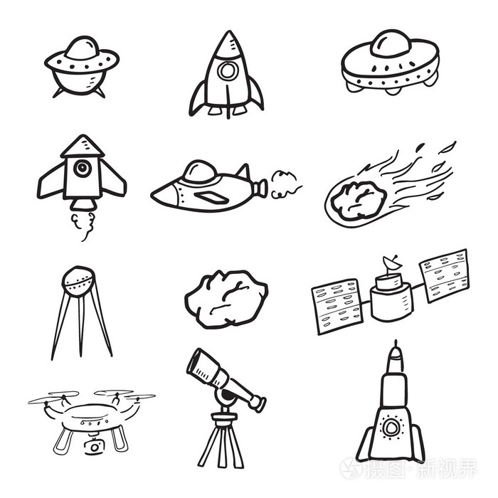 宇宙飞船和宇宙卡通绘图图标插画-正版商用图片0sy817