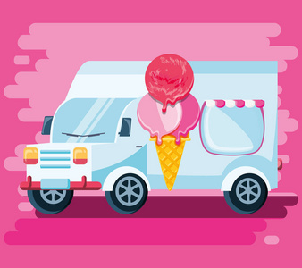 冰淇淋店面包车