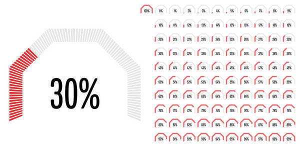 关系图圆扇形百分比从 0 到 web 设计 用户界面 Ui 或图表指标与红从准备到使用 100 组
