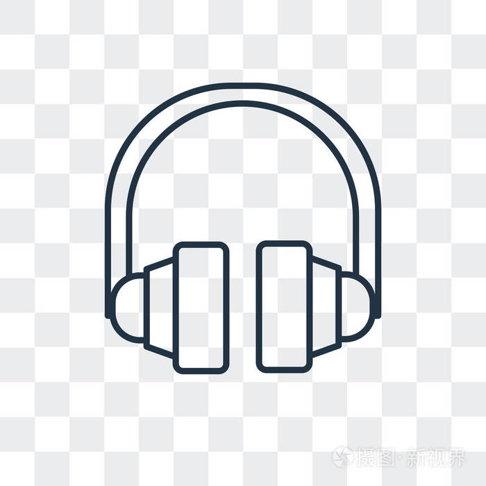 耳机矢量图标隔离在透明背景, 耳机标志设计