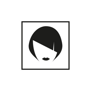 短发型女性头的简约矢量图标图片