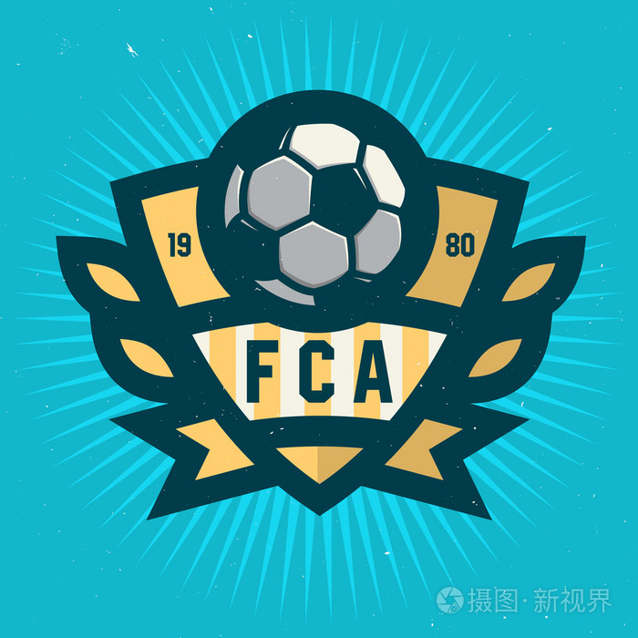 足球会徽设计足球徽章模板矢量图像