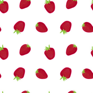 草莓红白色纺织打印无缝模式