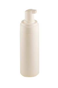 塑料泵肥皂瓶子没有孤立在白色背景上的标签