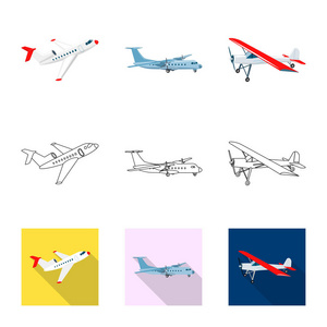 平面和运输标志的矢量设计。飞机和天空股票矢量图的采集