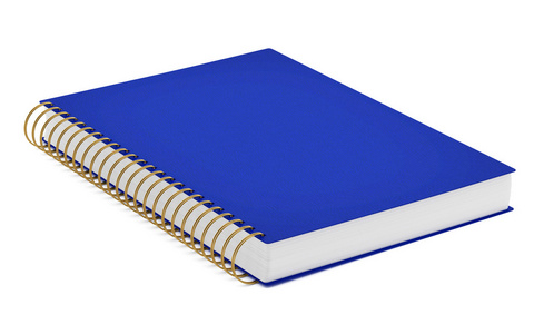 孤立在白色背景上的蓝色笔记本。3d 图