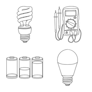 电电符号矢量设计。收集电力和能源矢量图标的股票