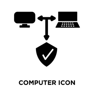 计算机图标矢量隔离在白色背景上, 标志概念的计算机标志在透明背景, 实心黑色符号