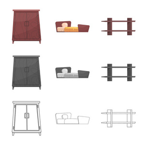 家具和公寓标识的矢量设计。网站家具和家庭股票符号的收集