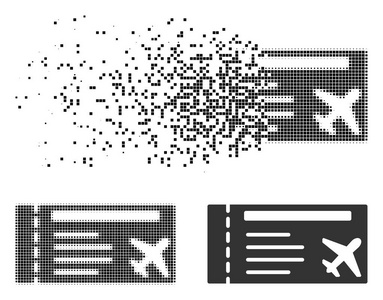 断像素半色调机票图标