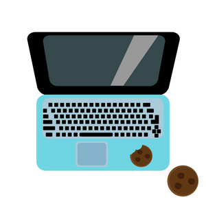 彩色背景下的笔记本电脑和咖啡