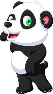 可爱的熊猫卡通摆姿势