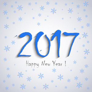 2017 新年快乐 贺卡模板蓝色雪花设计
