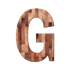 木镶木地板字母符号G.分离在白色背景上