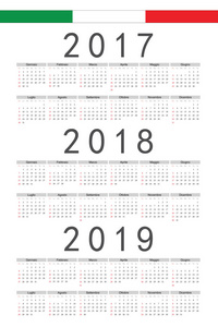 设置的黑色矩形意大利 2017 年，2018 年，2019 年矢量凯丽