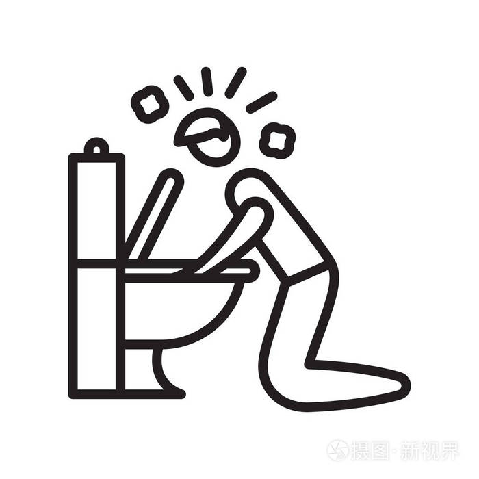 呕吐图标向量被隔离在白色背景呕吐标志林