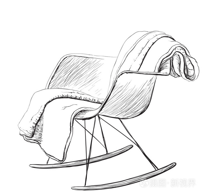 摇椅上素描风格矢量图