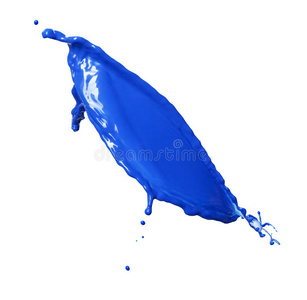 白色背景上隔离的蓝色液体飞溅