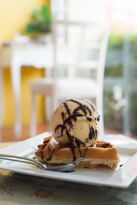 冰淇淋华夫饼图片