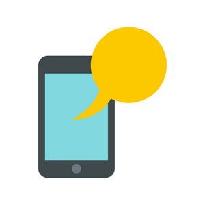 智能手机与黄色语音气泡图标
