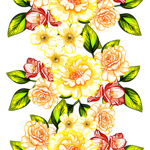 无缝的复古风格花卉图案。花元素的颜色