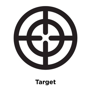 目标图标向量被隔离在白色背景上, 标志概念的目标标志在透明背景, 实心黑色符号
