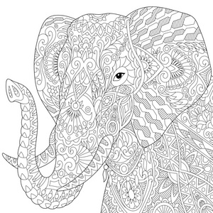 Zentangle 风格化的大象