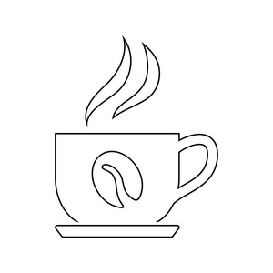 咖啡杯图标。细线设计。矢量插图