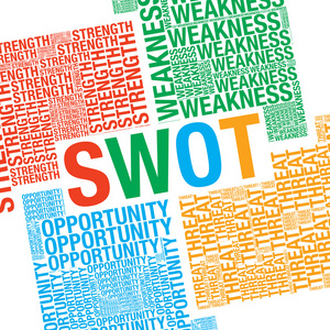 Swot 分析词云业务向量演示文稿模板