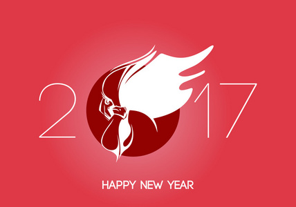 2017 新年的公鸡。矢量图