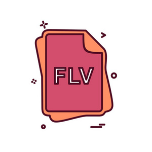 Flv 文件类型图标设计向量
